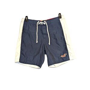 Hollister California Mens Swim Trunks Size M Blue & White Quick-Dry Fabric